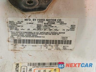 Zdjęcie 12 z 12 samochodu: 2008 FORD F250 SUPER DUTY VIN:1FTNF20508EB88514 - miniatura