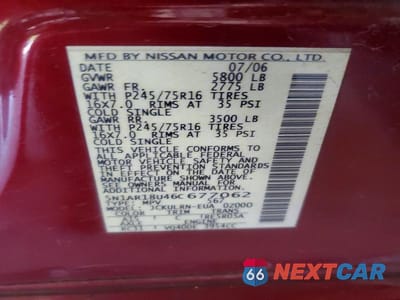 Zdjęcie 12 z 12 samochodu: 2006 NISSAN PATHFINDER S VIN:5N1AR18U46C677062 - miniatura
