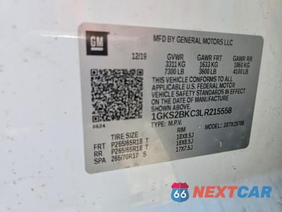 Zdjęcie 14 z 14 samochodu: 2020 GMC YUKON SLT VIN:1GKS2BKC3LR215558 - miniatura
