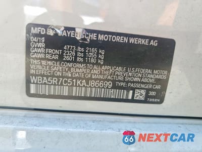 Zdjęcie 12 z 12 samochodu: 2019 BMW 330XI VIN:WBA5R7C51KAJ86699 - miniatura