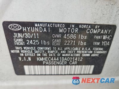 Zdjęcie 12 z 12 samochodu: 2011 HYUNDAI SONATA HYBRID VIN:KMHEC4A41BA011412 - miniatura