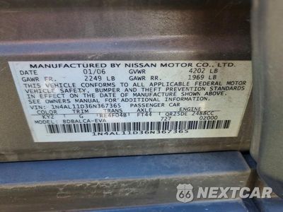 Zdjęcie 12 z 12 samochodu: 2006 NISSAN ALTIMA 2.5 VIN:1N4AL11D36N367365 - miniatura