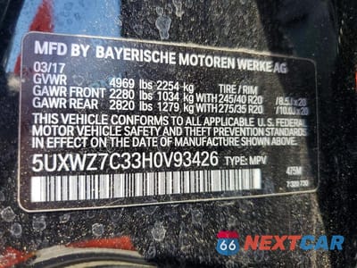 Zdjęcie 13 z 13 samochodu: 2017 BMW X3 SDRIVE28I VIN:5UXWZ7C33H0V93426 - miniatura