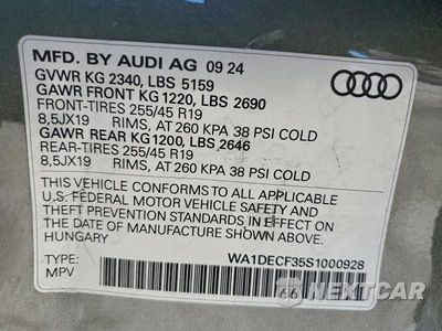 Zdjęcie 14 z 14 samochodu: 2025 AUDI Q3 PREMIUM S LINE 45 VIN:WA1DECF35S1000928 - miniatura