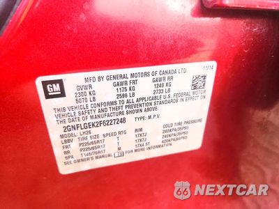 Zdjęcie 12 z 12 samochodu: 2015 CHEVROLET EQUINOX LT VIN:2GNFLGEK2F6227248 - miniatura