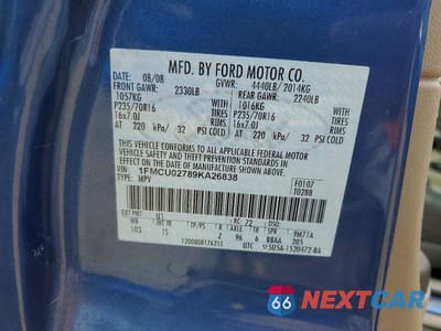 Zdjęcie 13 z 13 samochodu: 2009 FORD ESCAPE VIN:1FMCU02789KA26838 - miniatura