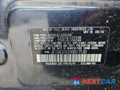 Zdjęcie 12 z 12 samochodu: 2017 SUBARU WRX PREMIUM VIN:JF1VA1F61H9817530 - miniatura