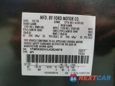 Zdjęcie 13 z 13 samochodu: 2018 FORD EXPLORER XLT VIN:1FM5K8DH3JGB24878 - miniatura