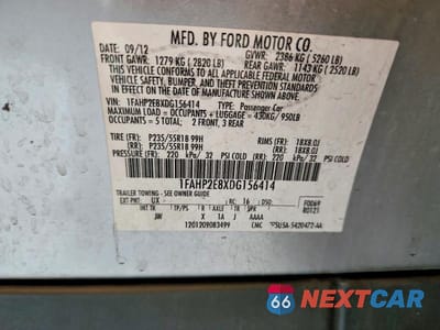 Zdjęcie 12 z 12 samochodu: 2013 FORD TAURUS SEL VIN:1FAHP2E8XDG156414 - miniatura