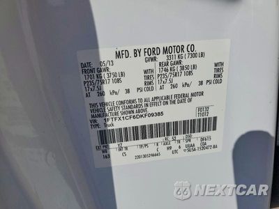 Zdjęcie 12 z 12 samochodu: 2013 FORD F150 SUPER CAB VIN:1FTFX1CF6DKF09385 - miniatura