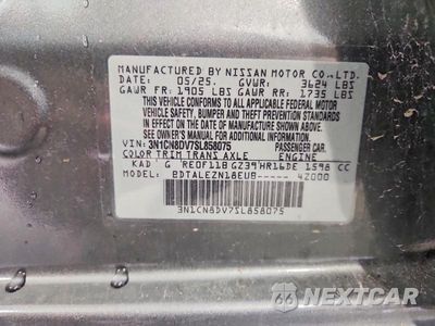 Zdjęcie 12 z 12 samochodu: 2025 NISSAN VERSA VIN:3N1CN8DV7SL858075 - miniatura