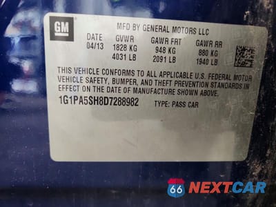 Zdjęcie 12 z 12 samochodu: 2013 CHEVROLET CRUZE LS VIN:1G1PA5SH8D7288982 - miniatura
