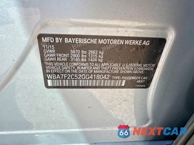 Zdjęcie 10 z 10 samochodu: 2016 BMW 750 XI VIN:WBA7F2C52GG418042 - miniatura