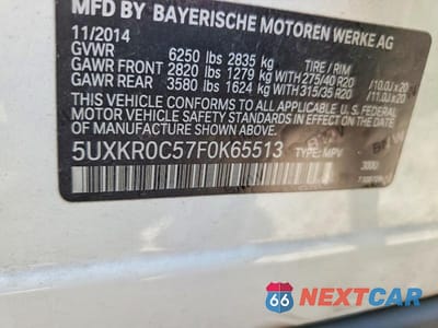 Zdjęcie 13 z 13 samochodu: 2015 BMW X5 XDRIVE35I VIN:5UXKR0C57F0K65513 - miniatura