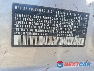 Zdjęcie 13 z 13 samochodu: 2022 VOLKSWAGEN JETTA S VIN:3VWCM7BU6NM014755 - miniatura