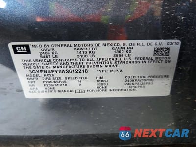 Zdjęcie 12 z 12 samochodu: 2010 CADILLAC SRX LUXURY COLLECTION VIN:3GYFNAEY0AS612218 - miniatura