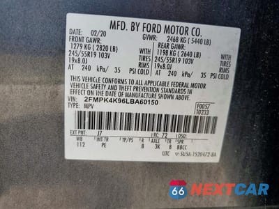Zdjęcie 13 z 13 samochodu: 2020 FORD EDGE TITANIUM VIN:2FMPK4K96LBA60150 - miniatura