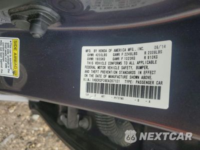 Zdjęcie 12 z 12 samochodu: 2014 HONDA ACCORD LX VIN:1HGCR2F38EA267101 - miniatura