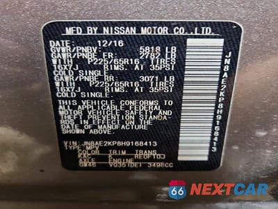 Zdjęcie 13 z 13 samochodu: 2017 NISSAN QUEST SV VIN:JN8AE2KP8H9168413 - miniatura