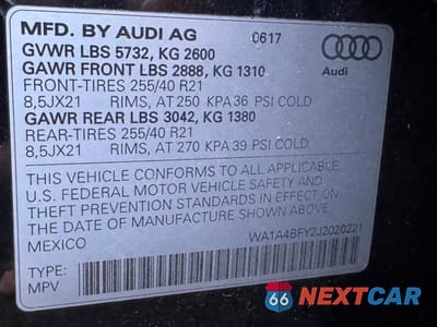 Zdjęcie 10 z 10 samochodu: 2018 AUDI SQ5 PREMIUM PLUS VIN:WA1A4BFY2J2020221 - miniatura