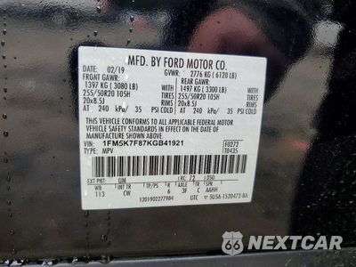 Zdjęcie 13 z 13 samochodu: 2019 FORD EXPLORER LIMITED VIN:1FM5K7F87KGB41921 - miniatura