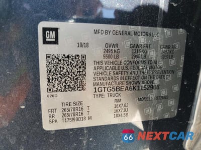 Zdjęcie 12 z 12 samochodu: 2019 GMC CANYON VIN:1GTG5BEA6K1152908 - miniatura