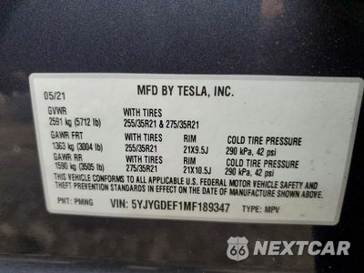 Zdjęcie 12 z 12 samochodu: 2021 TESLA MODEL Y VIN:5YJYGDEF1MF189347 - miniatura