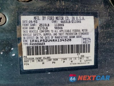 Zdjęcie 12 z 12 samochodu: 1994 FORD TAURUS GL VIN:1FALP52U4RA134528 - miniatura