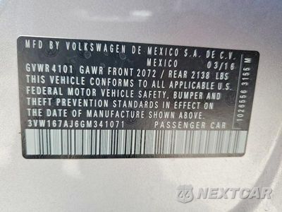 Zdjęcie 12 z 12 samochodu: 2016 VOLKSWAGEN JETTA S VIN:3VW167AJ6GM341071 - miniatura