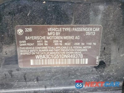 Zdjęcie 12 z 12 samochodu: 2013 BMW 328 I SULEV VIN:WBA3C1G51DNR49378 - miniatura