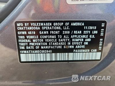 Zdjęcie 12 z 12 samochodu: 2014 VOLKSWAGEN PASSAT S VIN:1VWAT7A35EC052840 - miniatura