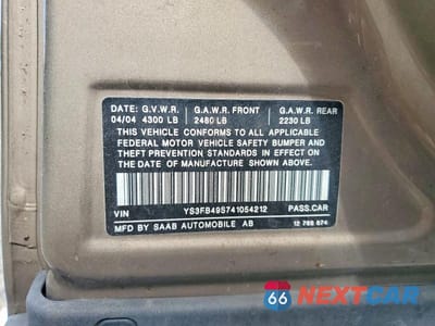 Zdjęcie 12 z 12 samochodu: 2004 SAAB 9-3 LINEAR VIN:YS3FB49S741054212 - miniatura