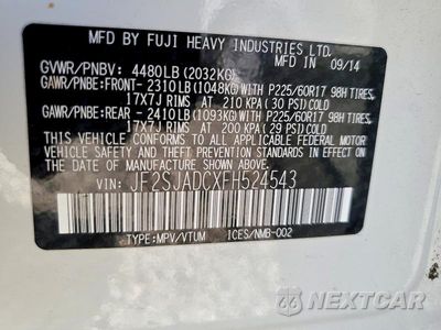 Zdjęcie 13 z 13 samochodu: 2015 SUBARU FORESTER 2.5I PREMIUM VIN:JF2SJADCXFH524543 - miniatura