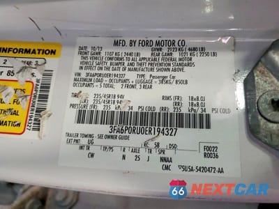 Zdjęcie 12 z 12 samochodu: 2014 FORD FUSION SE VIN:3FA6P0RU0ER194327 - miniatura