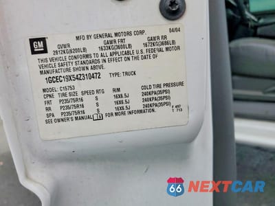 Zdjęcie 13 z 13 samochodu: 2004 CHEVROLET SILVERADO C1500 VIN:1GCEC19X54Z310472 - miniatura