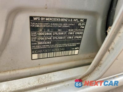 Zdjęcie 13 z 13 samochodu: 2001 MERCEDES-BENZ ML 430 VIN:4JGAB72E51A266346 - miniatura
