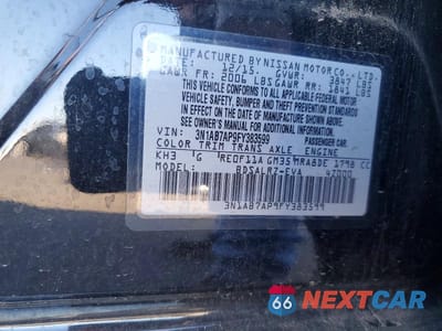Zdjęcie 12 z 12 samochodu: 2015 NISSAN SENTRA SR VIN:3N1AB7AP9FY383599 - miniatura