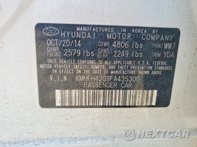 Zdjęcie 12 z 12 samochodu: 2015 HYUNDAI AZERA LIMITED VIN:KMHFH4JG9FA435300 - miniatura
