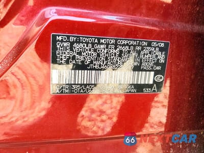 Zdjęcie 12 z 12 samochodu: 2008 LEXUS ES 350 VIN:JTHBJ46GX82252287 - miniatura