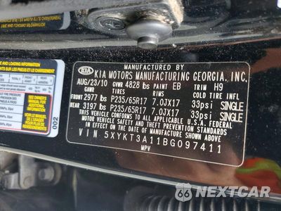 Zdjęcie 14 z 14 samochodu: 2011 KIA SORENTO LX VIN:5XYKT3A11BG097411 - miniatura