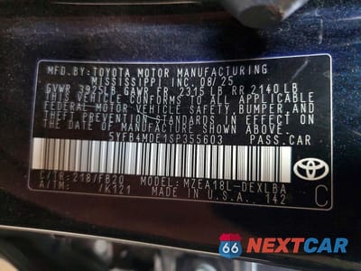 Zdjęcie 12 z 12 samochodu: 2025 TOYOTA COROLLA LE VIN:5YFB4MDE1SP355603 - miniatura