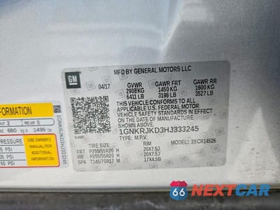 Zdjęcie 13 z 13 samochodu: 2017 CHEVROLET TRAVERSE PREMIER VIN:1GNKRJKD3HJ333245 - miniatura
