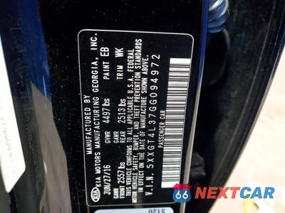 Zdjęcie 13 z 13 samochodu: 2016 KIA OPTIMA LX VIN:5XXGT4L37GG094972 - miniatura
