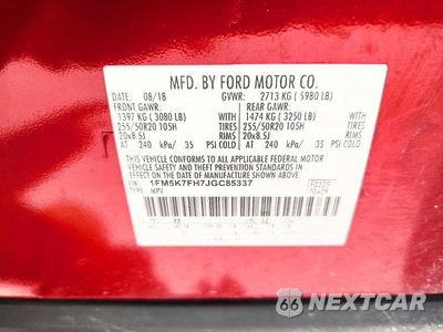 Zdjęcie 13 z 13 samochodu: 2018 FORD EXPLORER LIMITED VIN:1FM5K7FH7JGC85337 - miniatura