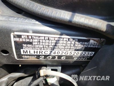 Zdjęcie 9 z 9 samochodu: 2016 HONDA CBR650 F VIN:MLHRC7402G5200230 - miniatura
