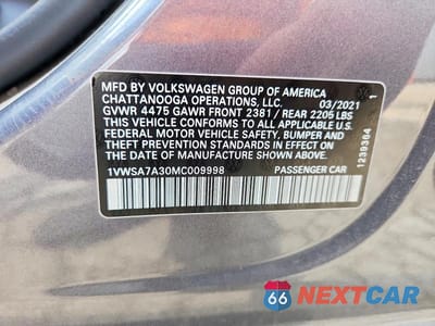 Zdjęcie 12 z 12 samochodu: 2021 VOLKSWAGEN PASSAT SE VIN:1VWSA7A30MC009998 - miniatura