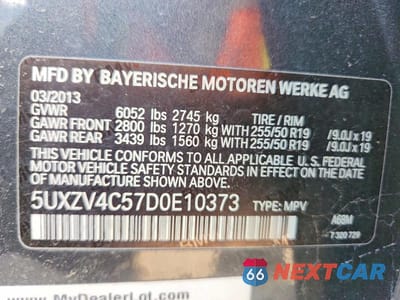 Zdjęcie 12 z 12 samochodu: 2013 BMW X5 XDRIVE35I VIN:5UXZV4C57D0E10373 - miniatura