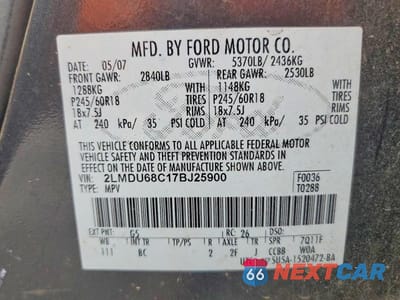 Zdjęcie 13 z 13 samochodu: 2007 LINCOLN MKX VIN:2LMDU68C17BJ25900 - miniatura