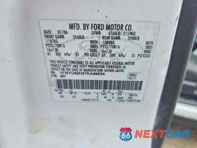 Zdjęcie 13 z 13 samochodu: 2007 FORD ESCAPE HEV VIN:1FMYU59H57KA49654 - miniatura