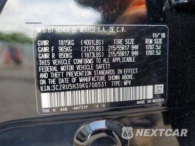 Zdjęcie 13 z 13 samochodu: 2019 HONDA HR-V LX VIN:3CZRU5H39KG706531 - miniatura
